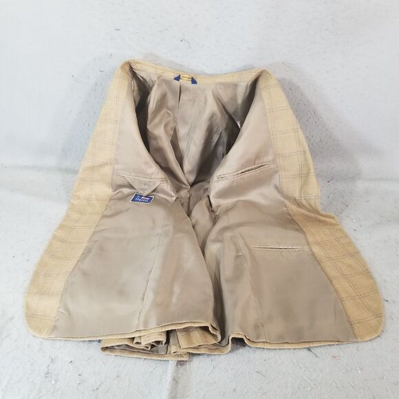 T Harris sport coat blazer suit jacket men's 40R brown window pane silk wool - Picture 10 of 12